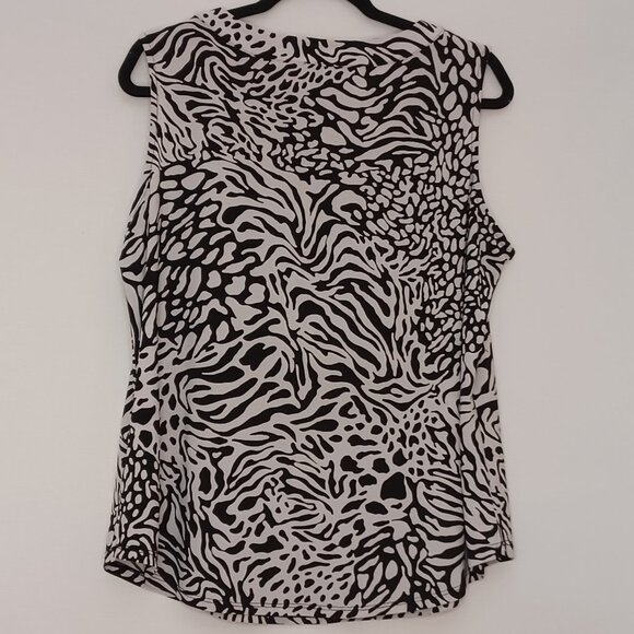 Women's Anne Klein Zebra Print 1/4 Zipper Sleeveless Blouse Size Large - Picture 2 of 7